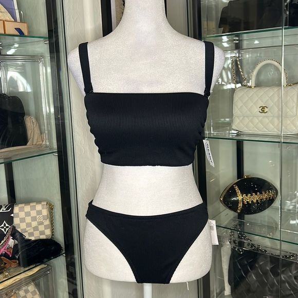 OLD NAVY | Ribbed Two Piece Bathing Suit in Black - Picture 1 of 4